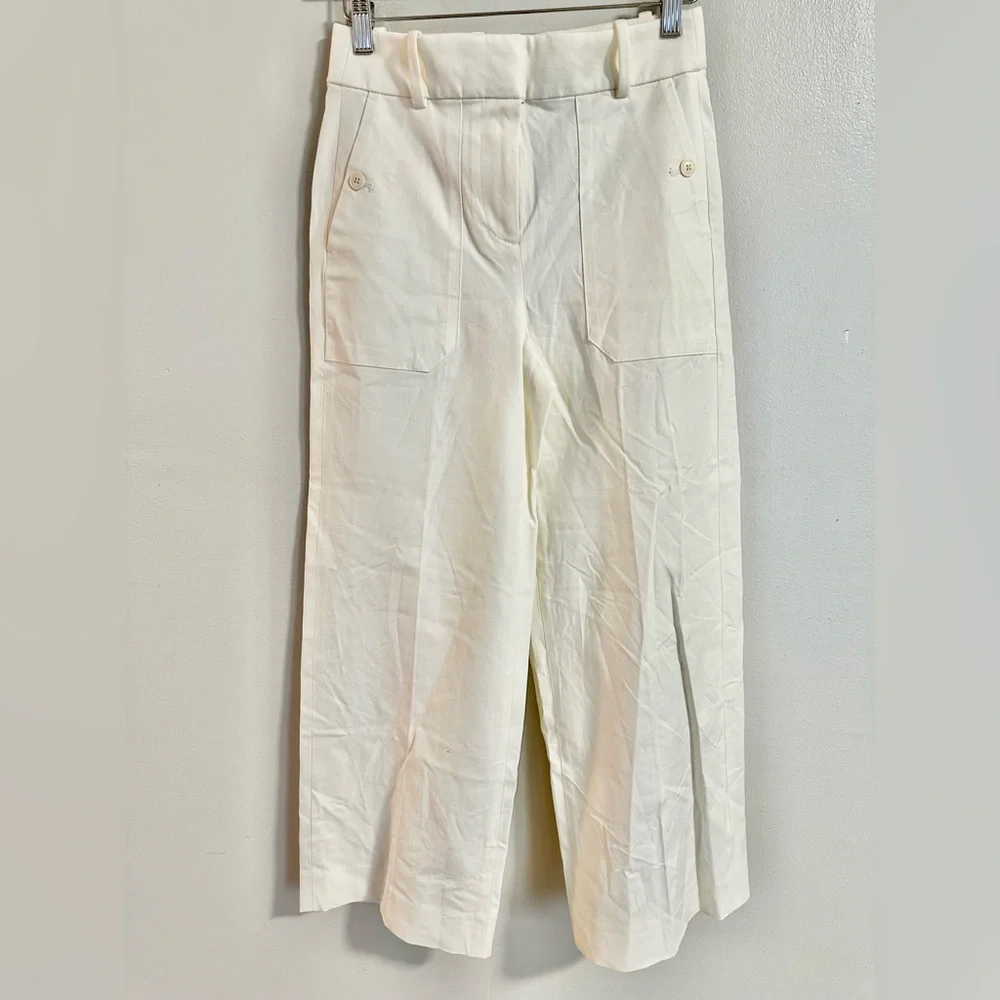 J. Crew Sydney wide-leg pant in bi-stretch cotton blend in Ivory size 0. NWT - Picture 5 of 11